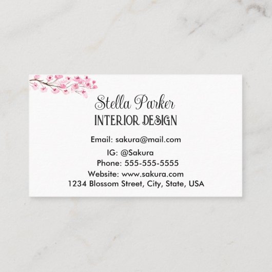 さくらんぼエレガントフローラ春名刺 名刺 (裏面)