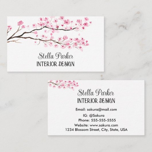 さくらんぼエレガントフローラ春名刺 名刺 (正面/裏面)