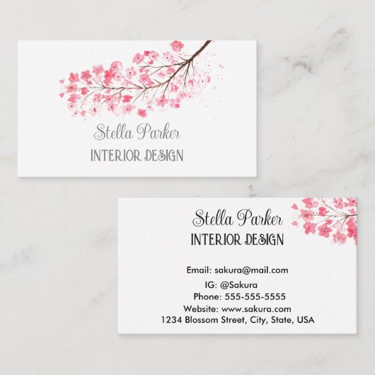 さくらんぼエレガントフローラ春名刺 名刺 (正面/裏面)