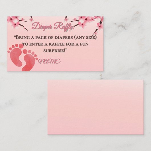 さくらんぼエレガントブロッサムおむつラッフル エンクロージャーカード (正面/裏面)