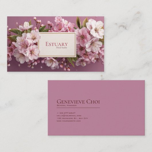 さくらんぼエレガントブロッサムガーランドマウヴ 名刺 (正面/裏面)