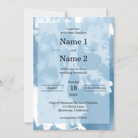 さくらんぼエレガントブロッサムシアノタイプの結婚式の招待 マグネット招待状 (正面)