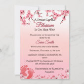 さくらんぼエレガントブロッサムピンクフローラベビーシャワー 招待状 (正面)