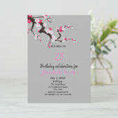 さくらんぼエレガントブロッサムピンクホワイトフローラ誕生日 招待状 (スタンド正面)