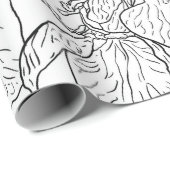 さくらんぼエレガントブロッサムフラワーズ白黒ボタニック ラッピングペーパー (ロールコーナー)