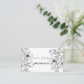 さくらんぼエレガントブロッサムフラワーズ白黒ボタニック 名刺 (スタンド正面)