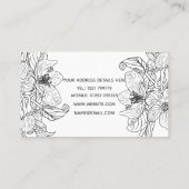 さくらんぼエレガントブロッサムフラワーズ白黒ボタニック 名刺 (裏面)