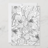 さくらんぼエレガントブロッサムフラワーズ白黒ボタニック 招待状 (裏面)