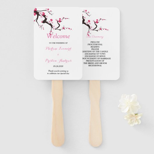 さくらんぼエレガントブロッサムフローラ結婚式 プログラム ハンドファン (正面&裏面)