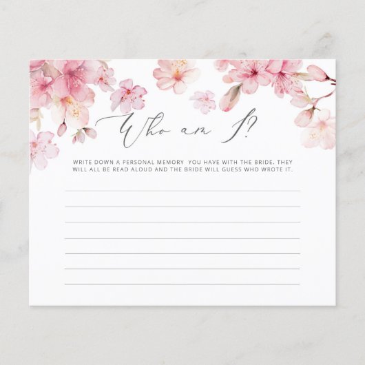 さくらんぼエレガントブロッサム私は誰ブライダルシャワーゲーム (正面)