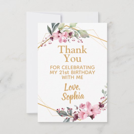 さくらんぼエレガントブロッサム誕生日サンキューカード サンキューカード (正面)