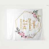 さくらんぼエレガントブロッサム21歳の誕生日の背景 タペストリー (正面(横))