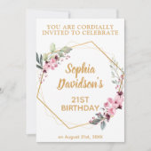 さくらんぼエレガントブロッサム21歳の誕生日招待状 招待状 (正面)