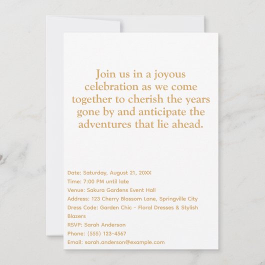 さくらんぼエレガントブロッサム21歳の誕生日招待状 招待状 (裏面)