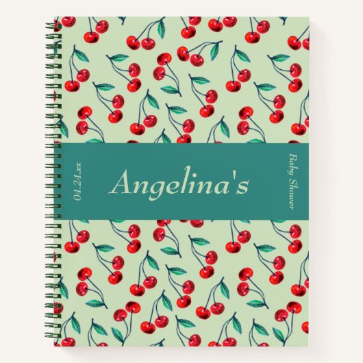 さくらんぼエレガントベビーシャワーギフトリストノート ノートブック (正面)