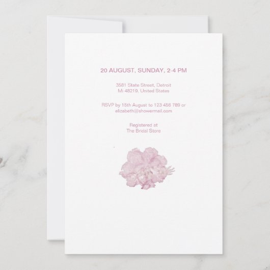 さくらんぼエレガント咲き赤ちゃんシャワーホワイト 招待状 (裏面)