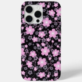 さくらんぼエレガント花かわいいピンクの花の柄 iPhone 15 PRO MAXケース