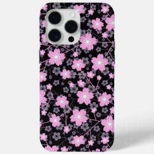 さくらんぼエレガント花かわいいピンクの花の柄 iPhone 15 PRO MAXケース