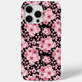 さくらんぼエレガント花かわいいピンクの花の柄 iPhone 15 PRO MAXケース