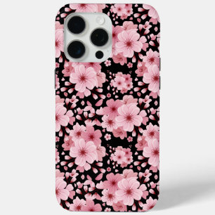 さくらんぼエレガント花かわいいピンクの花の柄 iPhone 15 PRO MAXケース