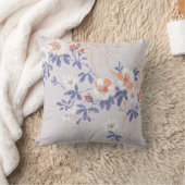 さくらんぼエレガント花銀赤ブルークッション クッション (ブランケット)