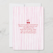 さくらんぼオンお洒落トップベビーシャワーガール 招待状 (裏面)