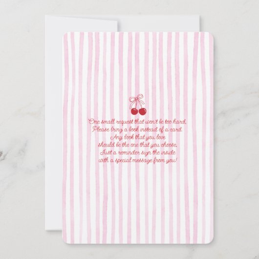 さくらんぼオンお洒落トップベビーシャワーガール 招待状 (裏面)