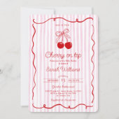 さくらんぼオンお洒落トップベビーシャワーガール 招待状 (正面)
