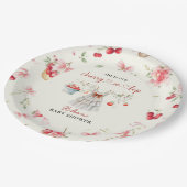 さくらんぼオンエレガントピンクボウベイビーシャワー ペーパープレート (アングル)