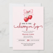 さくらんぼオンコケカスタムットピンクボウベイビーシャワー 招待状 (正面)