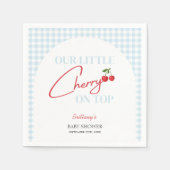 さくらんぼオンタータンチェックプレイドベビーシャワー スタンダードカクテルナプキン (正面)