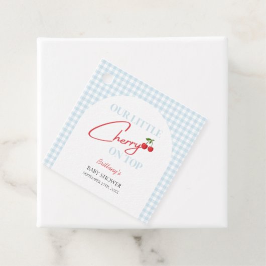 さくらんぼオンタータンチェックプレイドベビーシャワー フェイバータグ (インサイチュ)