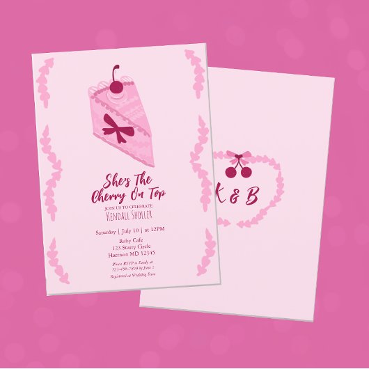さくらんぼオントップおもしろいブライダルシャワー 招待状