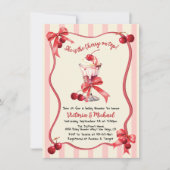 さくらんぼオントップアイスクリームサンデベビーシャワー 招待状 (正面)