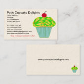 さくらんぼオントップイエローグリーンフロストバニラカップケーキ 名刺 (正面/裏面)