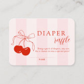 さくらんぼオントップガールベビーシャワーおむつラッフル エンクロージャーカード (正面)
