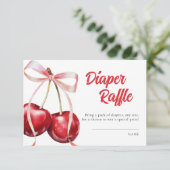 さくらんぼオントップガールベビーシャワーおむつラッフル エンクロージャーカード (スタンド正面)