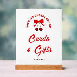 さくらんぼオントップガールベビーシャワーカード&ギフトサイン アクリルサイン