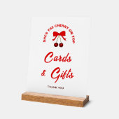 さくらんぼオントップガールベビーシャワーカード&ギフトサイン アクリルサイン (傾斜)