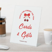 さくらんぼオントップガールベビーシャワーカード&ギフトサイン 台座サイン (インサイチュ)