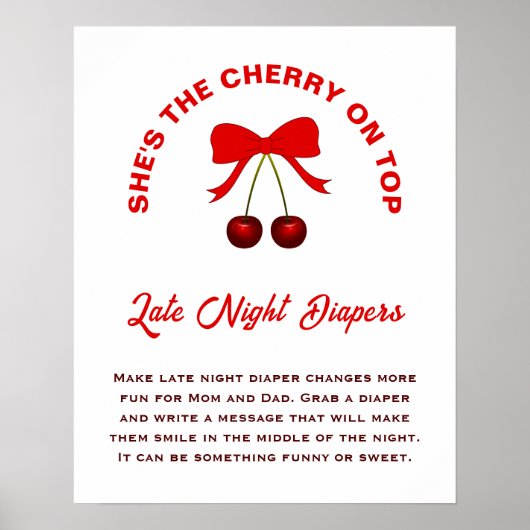 さくらんぼオントップガールベビーシャワー深夜おむつ ポスター (正面)