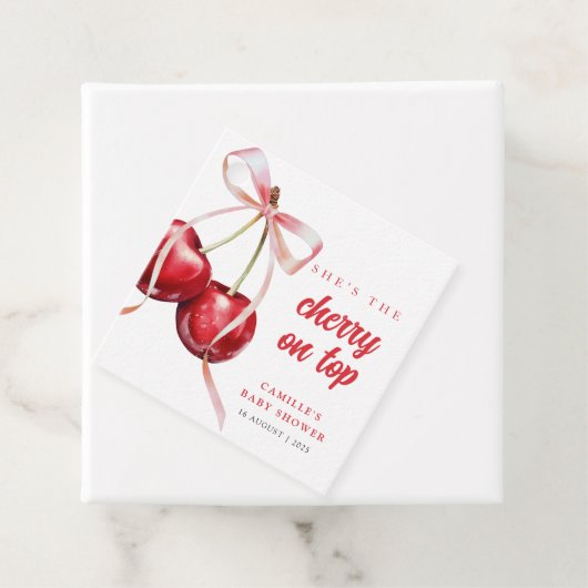 さくらんぼオントップガールベビーシャワー フェイバータグ (インサイチュ)