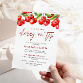 さくらんぼオントップガールベビーシャワー 招待状