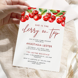 さくらんぼオントップガールベビーシャワー 招待状