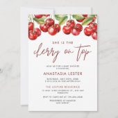 さくらんぼオントップガールベビーシャワー 招待状 (正面)