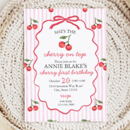 さくらんぼオントップガール1st誕生日招待状 招待状