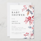 さくらんぼオントップキュートボウコケットベビーシャワー 招待状 (正面)