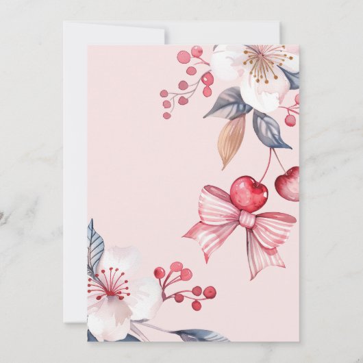 さくらんぼオントップキュートボウコケットベビーシャワー 招待状 (裏面)