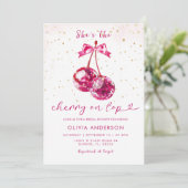さくらんぼオントップグリッターブライダルシャワー 招待状 (スタンド正面)