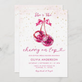 さくらんぼオントップグリッターブライダルシャワー 招待状 (正面/裏面)